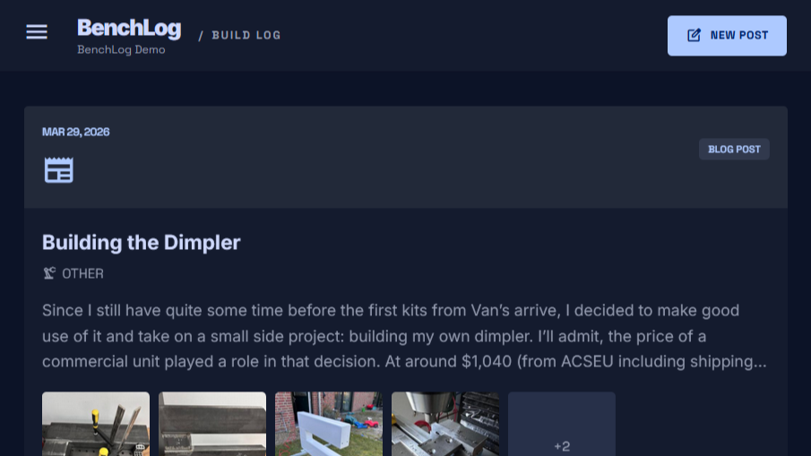 Public build log for sharing aircraft project progress